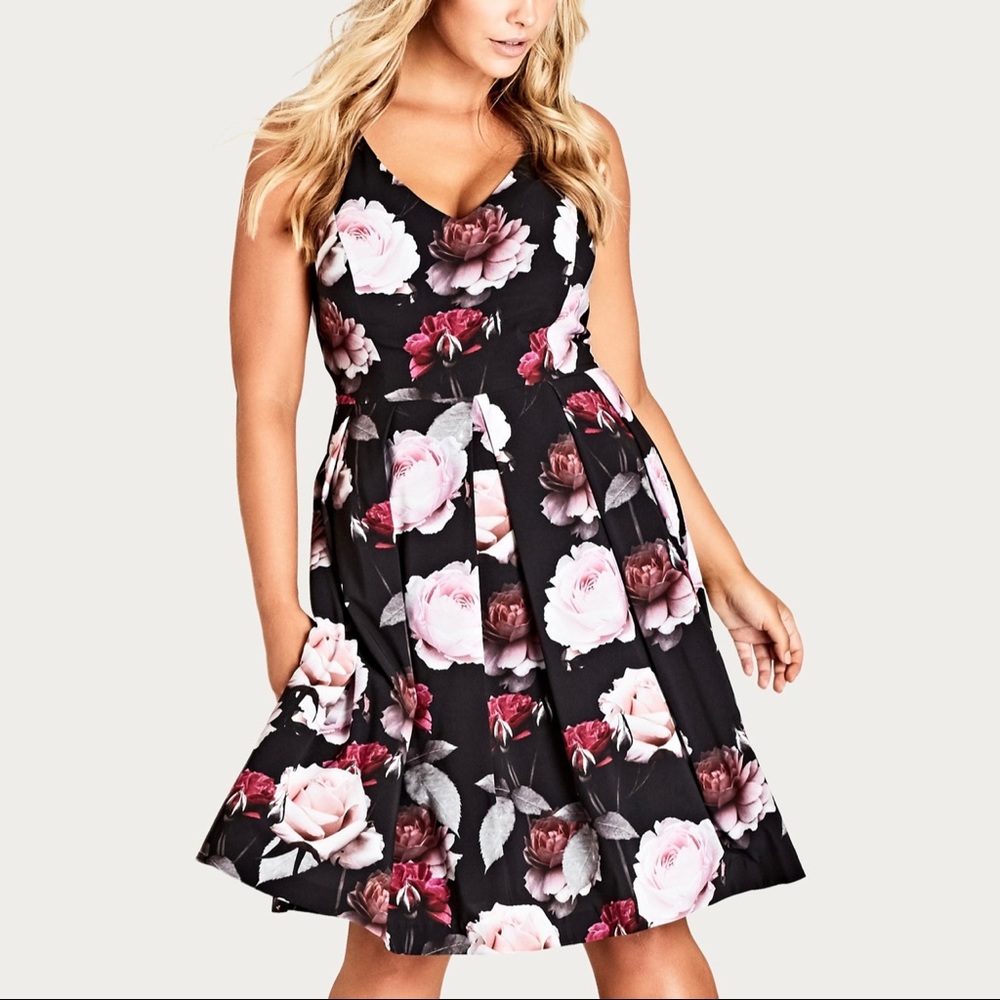 City Chic Flower Dress sz 14